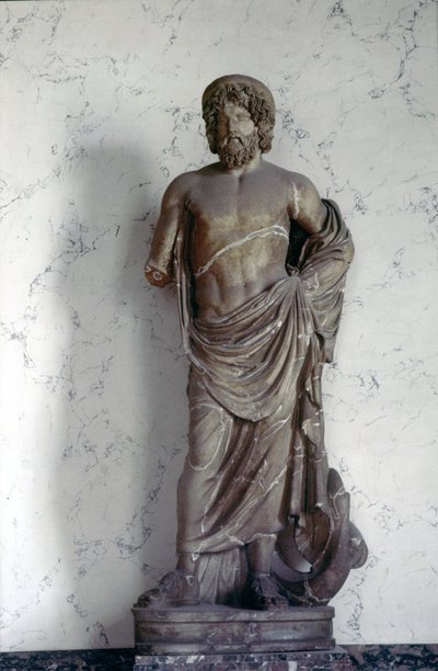Statue des Aesculapus, Gott der Medizin in der römischen Religion. Louvre Museum, Paris von Roman Roman