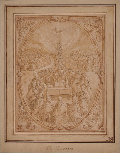 Eine Allegorie der göttlichen Autorität der Kirche von Roman School