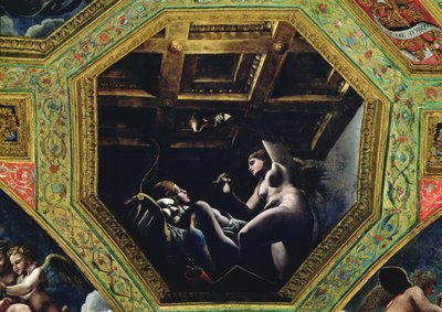 Kammer von Amor und Psyche, Psyche betrachtet Amor von Romano Giulio