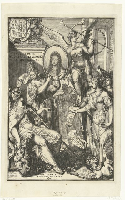 Allegorisches Frontispiz mit Porträt von Wilhelm III. (Reise seiner britischen Majestät in die Niederlande) von Romeyn de Hooghe