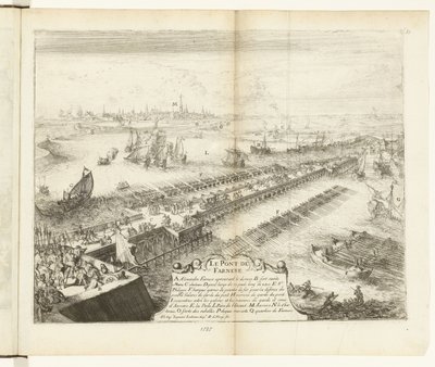 Schiffbrücke von Parma über die Schelde, 1585 von Romeyn de Hooghe