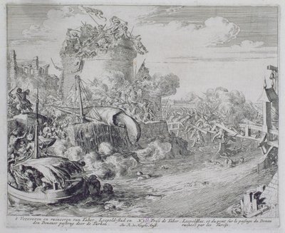 Wiener Druckzyklus, Eroberung der Taborinsel am Stadtrand von Leopoldstadt, 1683 von Romeyn de Hooghe