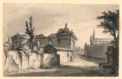 Bühnenbild, antike Gebäude von Romolo Achille Liverani