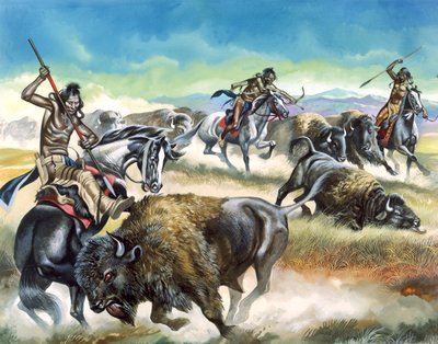 Indianer töten amerikanische Bisons von Ron Embleton