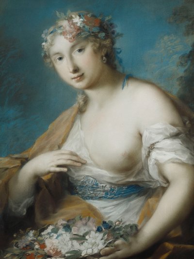Flora, Halbfigur, hält einen Korb mit Blumen von Rosalba Giovanna Carriera