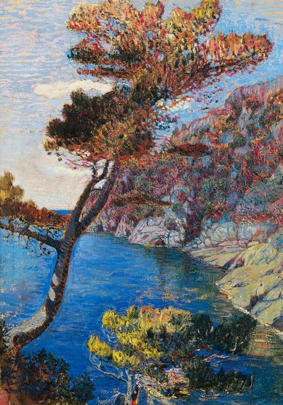 Portofino, von Rubaldo Merello (1872-1922), Öl auf Leinwand, 60x46 cm, Italien, 20. Jahrhundert von Rubaldo Merello