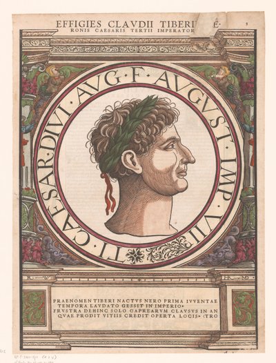 Porträt von Claudius Tiberius in architektonischer Umrahmung von Rudolf Wyssenbach