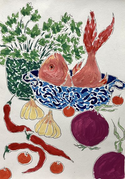 Frischer Fisch und Gemüse von Rushati Chowdhury