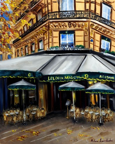 Herbst bei Les Deux Magots Paris, 2023 von Ruslana Levandovska