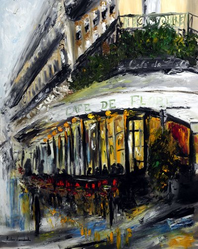 Cafe de Flore Abend Paris, 2021 von Ruslana Levandovska