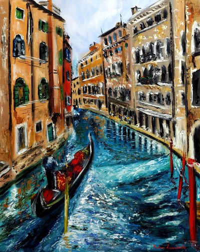 Gondel in Venedig Italien II, 2023 von Ruslana Levandovska