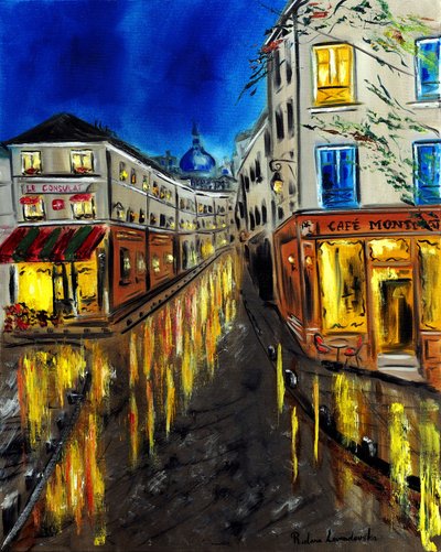 Nacht in Montmartre Paris, 2023 von Ruslana Levandovska
