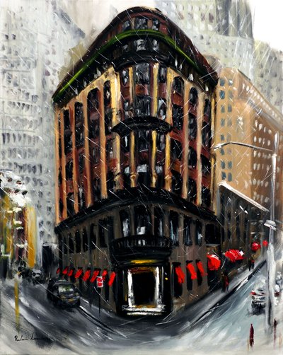 Schnee in New York City Wall Street von Ruslana Levandovska