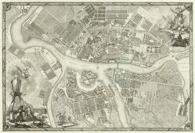 Karte von Petersburg Buch zum 50. Jahrestag der Gründung von St. Petersburg, 1753 von Russian Master