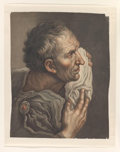 Weinender Mann mit Tuch, nach rechts von S.A. van der Heim