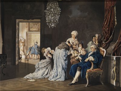 Die letzten Stunden der französischen Königsfamilie (Louis XVI und Marie Antoinette) im Louvre vor dem Hereinbrechen der Revolutionäre von „SG“