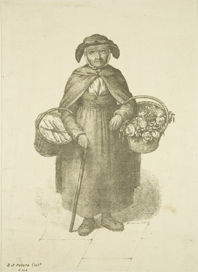 Alter Kingswood Blumenverkäufer, ca. 1828 von S. or D. A. Peters