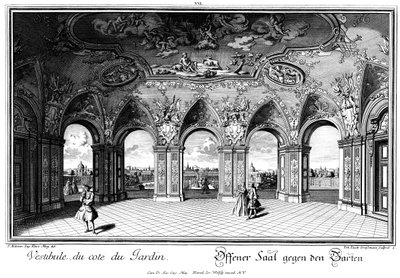 Blick aus der Sala Terrena auf den Garten von Salomon Kleiner
