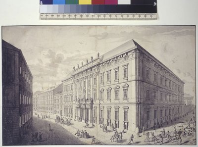 Ganzseitig: Schrägansicht des Kaunitz-Liechtenstein Stadtpalais von Salomon Kleiner