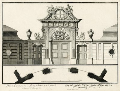 Grund- und Aufriss des Haupttors des unteren Schlosses am Rennweg von Salomon Kleiner