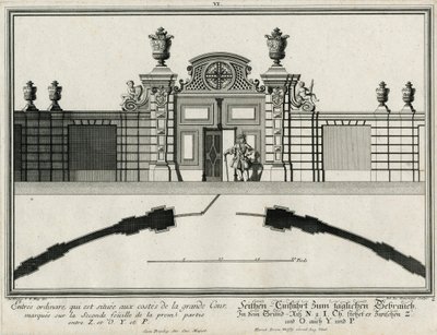 Grund- und Aufriss eines Seitentors zum Ehrenhof von Salomon Kleiner