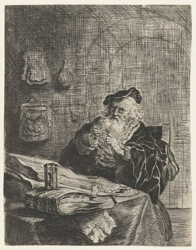 Mann mit Federkielmesser von Salomon Koninck (attributed to)
