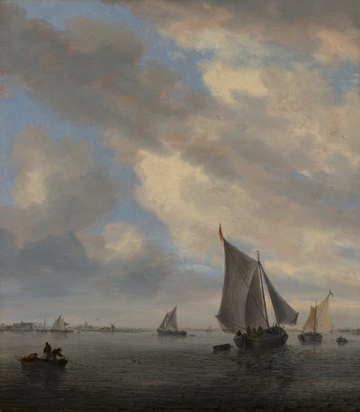 Blick auf einen See mit Segelschiffen von Salomon van Ruysdael