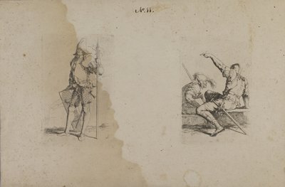 (Figurenserie) Helmträger mit verziertem Speer/Axt von Salvator Rosa