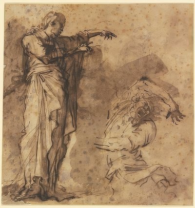 Entwurf zu Christus, der einen Besessenen heilt von Salvator Rosa