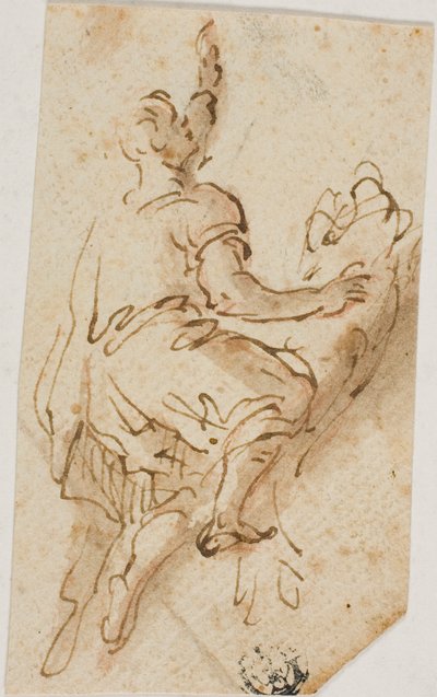 Mann besteigt Löwen von Salvator Rosa