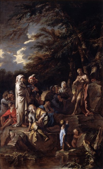 Johannes der Täufer predigt in der Wildnis, um 1660 von Salvator Rosa