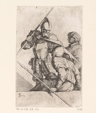 Zwei Soldaten und eine Figur mit Turban von Salvator Rosa