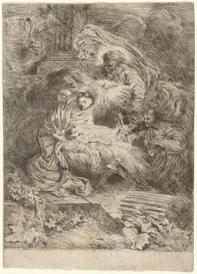 Die Geburt Christi mit Gott dem Vater und dem Heiligen Geist von Salvatore Castiglione