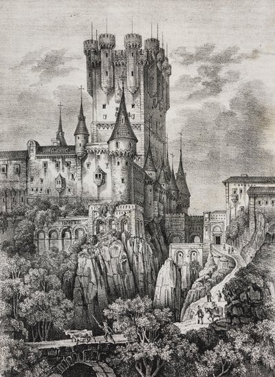 Alcazar von Segovia, Spanien, Lithographie von Salvatore Puglia aus Poliorama Pittoresco, Nr. 36, 12. April von Salvatore Puglia