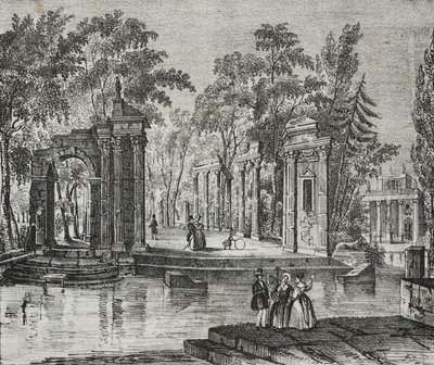 Amphitheater auf einer Insel im Lazienki-Park, Warschau, Polen, Lithographie von Salvatore Puglia von Salvatore Puglia