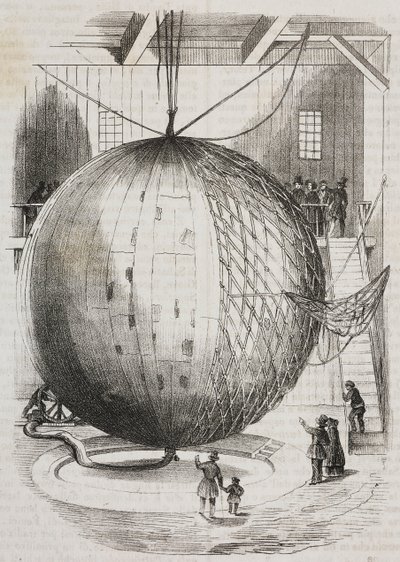 Kupfer-Heißluftballon erfunden von Edmond Marey-Monge, Frankreich, Lithographie von Salvatore Puglia aus Poliorama Pittoresco, Nr. 41, 18. Mai von Salvatore Puglia