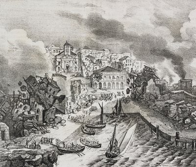 Zerstörung von Pointe-à-Pitre während des Erdbebens am 8. Februar von Salvatore Puglia