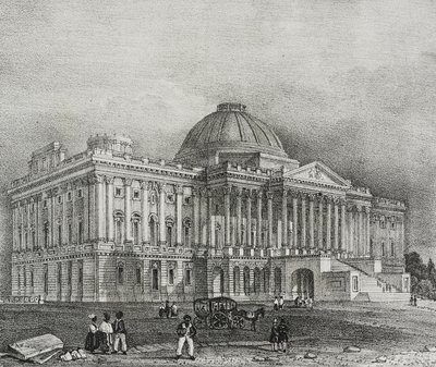 Fassade des Kapitolgebäudes in Washington, USA, Lithographie von Salvatore Puglia aus Poliorama Pittoresco, Nr. 42, 28. Mai von Salvatore Puglia