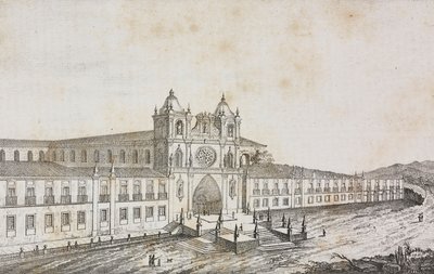 Fassade des Klosters von Alcobaca, Portugal, Lithografie von Salvatore Puglia aus Poliorama Pittoresco, Nr. 50, 19. Juli von Salvatore Puglia