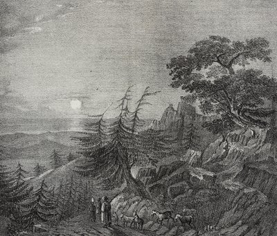 Landschaft des Zedernwaldes auf dem Libanonberg, nahe Beirut, Libanon, Lithografie von Salvatore Puglia aus Poliorama Pittoresco, Nr. 11, 22. Oktober von Salvatore Puglia