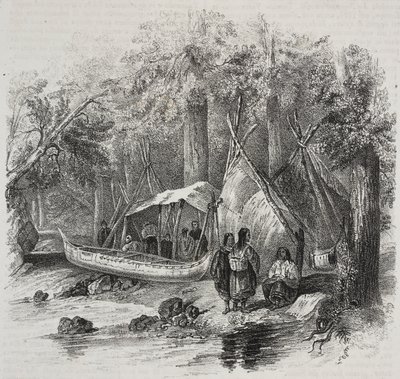Indianer in Kanada, Lithographie von Salvatore Puglia von Salvatore Puglia