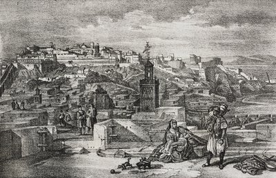 Ansicht der Zitadelle von Tanger, Marokko, Lithographie von Salvatore Puglia aus Poliorama Pittoresco, Nr. 26, 3. Februar von Salvatore Puglia