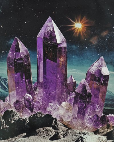 Kosmische Amethystlandschaft von Samantha Hearn