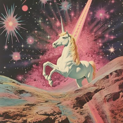 Kosmische Einhorn-Traumlandschaft von Samantha Hearn
