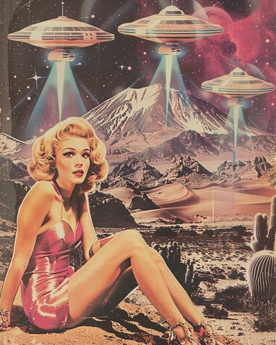 Retro Wüsten UFO-Invasion von Samantha Hearn