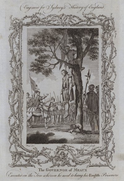 Der Gouverneur von Meaux wird an dem Baum hingerichtet, an dem er seine englischen Gefangenen aufzuhängen pflegte von Samuel (after) Wale