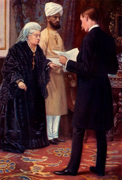 Die Königin hört eine Depesche von der Front, 1900 von Samuel Begg