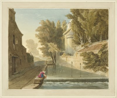 Gebäude auf dem Deanery of Westbury, zeigt den Fluss Trym von Samuel Jackson