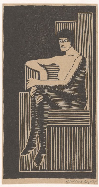 Sitzender Akt in geometrischem Sessel von Samuel Jessurun de Mesquita (signed by artist)
