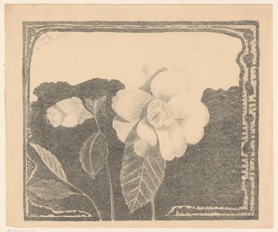 Kamelie, links eine Blume in Knospe von Samuel Jessurun de Mesquita